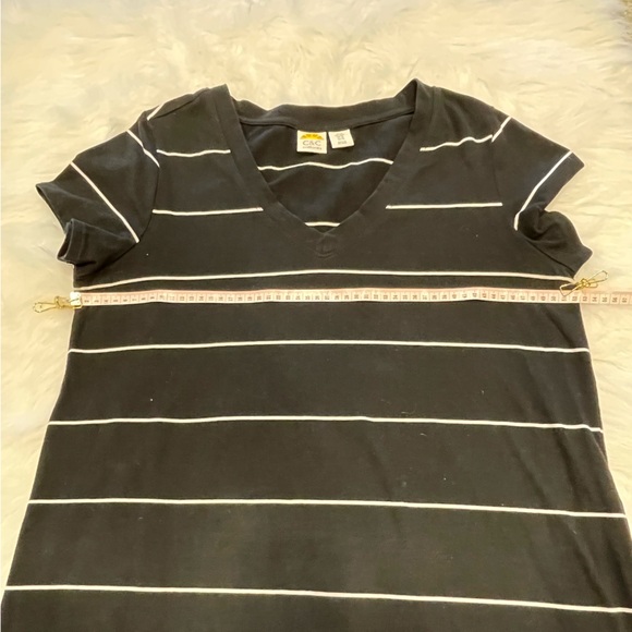 C&C California Dark Blue V-Neck dress with White Stripes - Picture 4 of 6